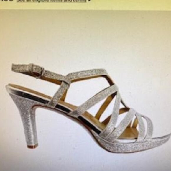 Naturalizer BAYLOR Strappy Platform Dress Sandal | Silver Glitter, Sz 9 NEW - Picture 4 of 8